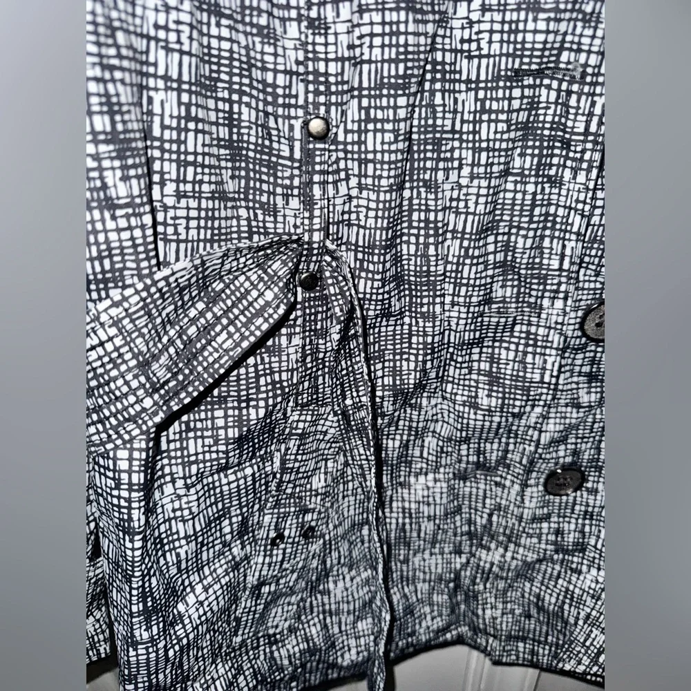 Faded Glory Women's L Black White Print Belted Lightweight Trench Coat Jacket - Picture 6 of 16